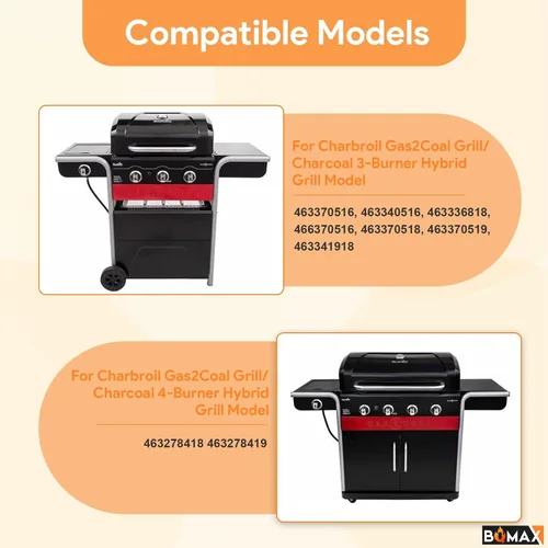 Miniatura 2 de BQMAX Kit de piezas de parrilla para parrilla híbrida de gas carbón/carbón Charbroil 463370516 463370519 463278418 463278419 G421-0001-W1