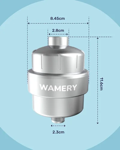 Miniatura 2 de Wamery Filtro de cabezal de ducha para agua dura, filtro alcalino en línea multietapa, ayuda a reducir el cloro y los olores, ajuste universal