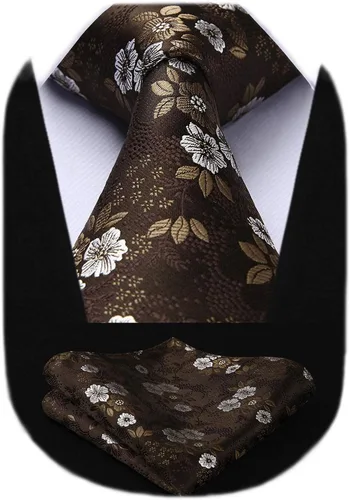 Miniatura 68 de Corbatas florales tejidas clásicas para hombre, corbata cuadrada de bolsillo, corbatas formales para hombres, boda con pañuelo