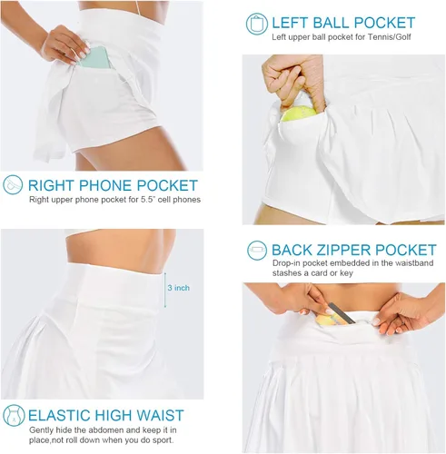 Miniatura 3 de Faldas de tenis plisadas con bolsillos para mujer falda pantalón de golf ropa deportiva para correr entrenar y hacer deportes