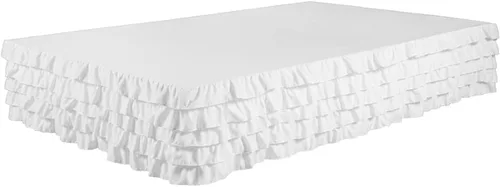 Miniatura 5 de Falda de cama escalonada con volantes de cascada 100% microfibra cepillada con caída de 14 pulgadas, tamaño individual, color azul Allure