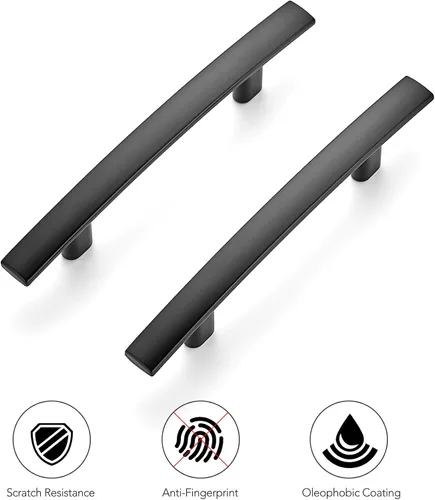 Miniatura 4 de Ravinte Paquete de 5 manijas de gabinete negras para gabinetes de cocina, tiradores curvados para cajones de 5-3/16 pulgadas de largo con agujero