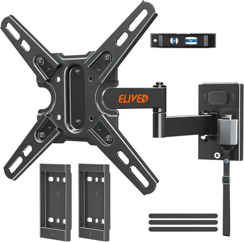ELIVED Soporte de pared para TV con cerradura para RV para la mayoría de televisores de 13 a 43 pulgadas, soporte de pared para TV con giro y