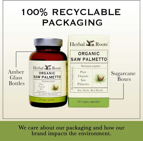 Miniatura 5 de Herbal Roots Cápsulas orgánicas de palma enana americana 1,000 mg por porción 60 cápsulas veganas orgánicas