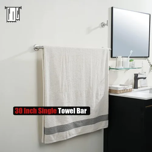 Miniatura 4 de JQK Barra de Toalla de Baño, 33 Pulgadas de Acero Inoxidable 304 Grueso de 0.8mm Soporte de Toalla Individual para Baño, Soporte de Toalla
