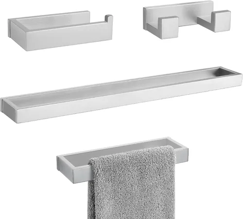 Miniatura 12 de Lairuier Juego de 4 piezas de barra de toallas de baño, juego de accesorios de baño en negro mate que incluye barra de toallas, soporte de toallas