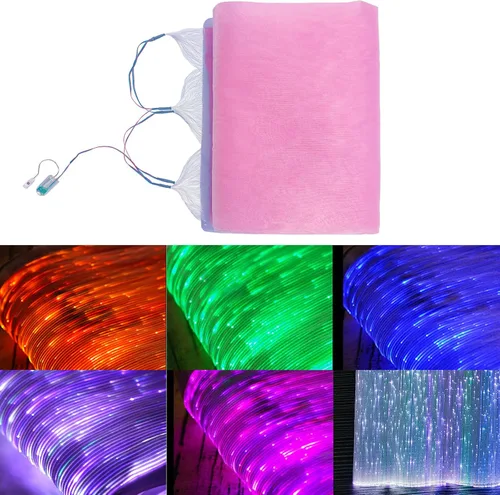 Miniatura 8 de Tela de fibra óptica, accesorios LED, luces LED de malla de fibra óptica para acolchar ropa de costura, tela con 7 colores intercambiables