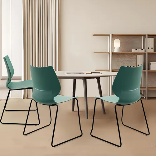 Miniatura 9 de KLASIKA Silla apilable para sala de espera, silla de oficina apilable con soporte lumbar ergonómico y patas de metal, sillas de escritorio
