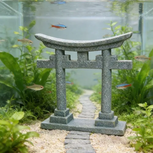 Miniatura 5 de livelyfish Decoración de pecera de puerta sintoísta japonesa Torii, estatua asiática de acuario, estatua asiática, santuario de Japón, puente