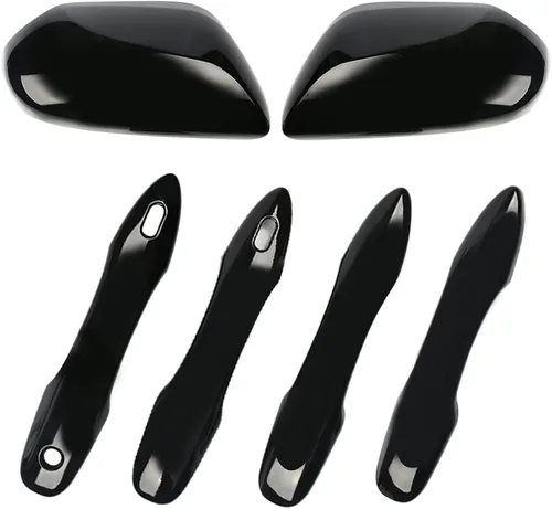 Miniatura 2 de Tapas negras para espejo de puerta lateral + cubiertas de manija de puerta de repuesto para accesorios Toyota Camry 2018, 2019, 2020, 2021, 2022