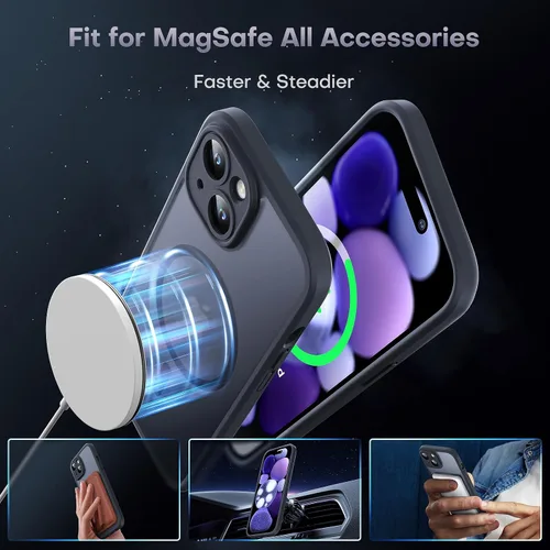 Miniatura 3 de TOCOL Funda para iPhone 15 Plus, protección completa mejorada de la cámara, protección contra caídas, compatible con MagSafe, funda magnética Negro