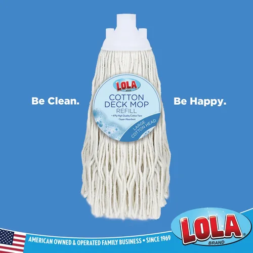 Miniatura 3 de LOLA Recambio para mopa húmeda de algodón para pisos, absorbe hasta 3 veces su peso en agua, resistente, duradero y súper absorbente para limpieza