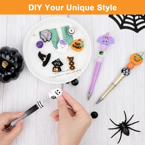 Miniatura 4 de Cuentas focales de silicona para Halloween, cuentas de silicona para bolígrafos, personajes, accesorios de silicona, kits para hacer llavero