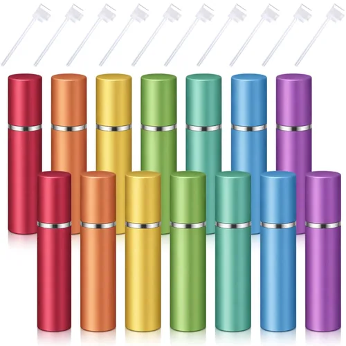 Miniatura 9 de Boao Morandi - 14 piezas de 0.2 fl oz de perfume recargable atomizador recargable Morandi Mini muestra de fragancia dispensador de colonia forrado