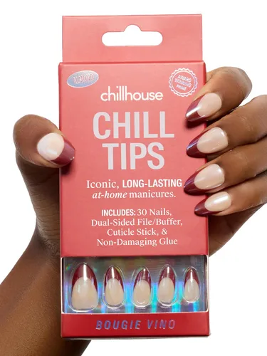 Miniatura 13 de Chillhouse - Kit de uñas a presión con punta francesa Chill Tips, Bougie Barre (almendra) - 30 formas y tamaños de uñas - 2 semanas de uso - Ajuste