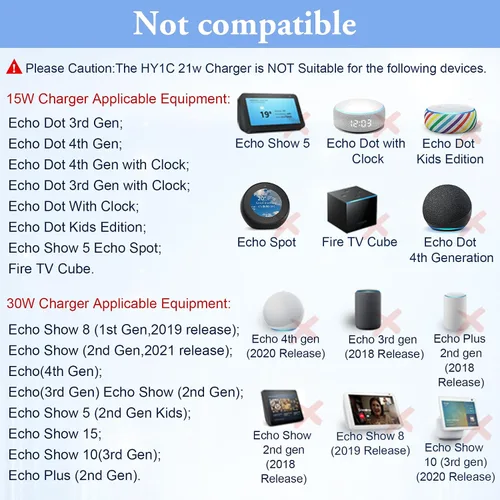 Miniatura 4 de Dapter de fuente de alimentación de 21 W para Amazon Alexa Echo de 1ª y 2ª generación, Echo Show 1ª generación, Echo Show 5 (3ª generación), Echo