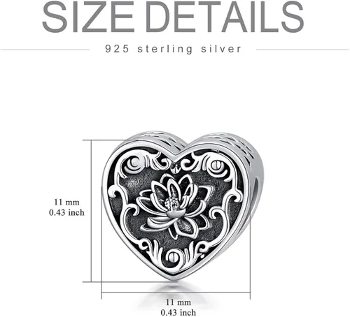 Miniatura 2 de PEIMKO Dije personalizado de plata de ley con diseño de corazón de flor de nacimiento y corazón de flor de nacimiento, pulsera de serpiente, regalo