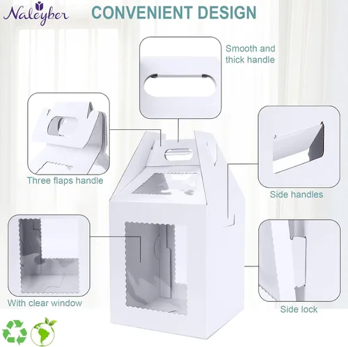 Miniatura 5 de Cajas Altas para Pasteles de Niveles con Bases para Pasteles, Paquete de 4, 10 y 12 Pulgadas, Desechables, Grandes, Transportador de Pasteles