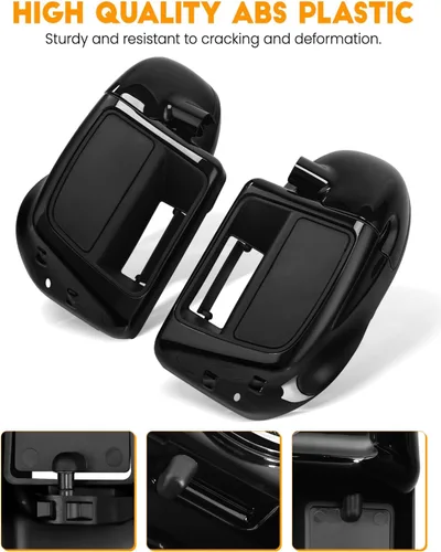 Miniatura 2 de XFMT Motorcycles Carenadura inferior ventilada en negro vívido para piernas con caja de altavoces y rejillas para Harley Touring enfriada por aire