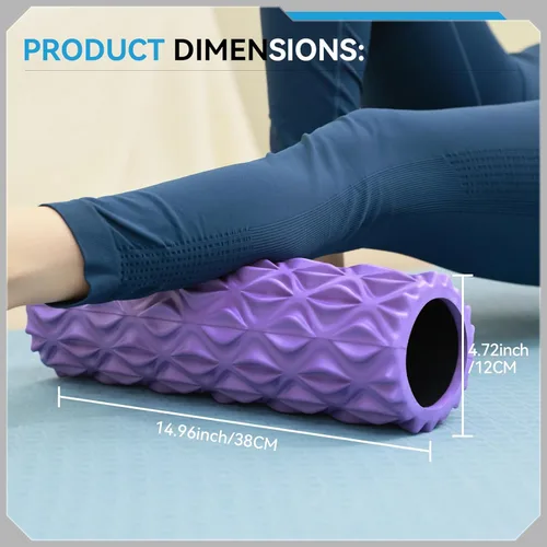 Miniatura 2 de Rodillo de espuma, masajeador de tejido profundo de 15 pulgadas para masaje muscular, liberación de puntos gatillo miofascial, ejercicio, yoga