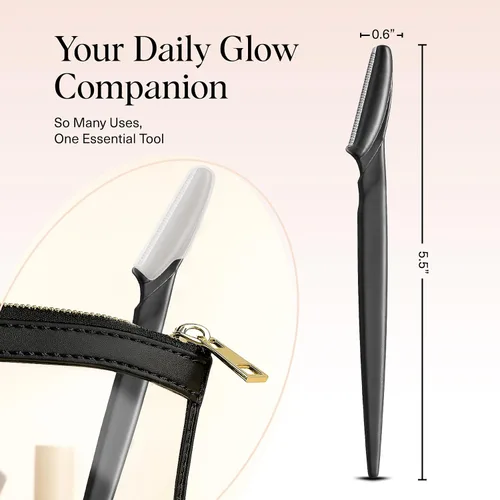 Miniatura 5 de Kitsch Dermaplane - Maquinilla de afeitar facial para mujeres y hombres, maquinillas de afeitar para cejas y afeitadora facial - Maquinilla de Negro