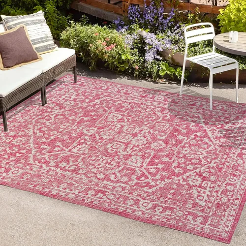 Miniatura 17 de Eyely BMS104D-28 Santa Monica Malta - Alfombra de pasillo con textura de medallón bohemio para interiores y exteriores, rústica, dormitorio, cocina