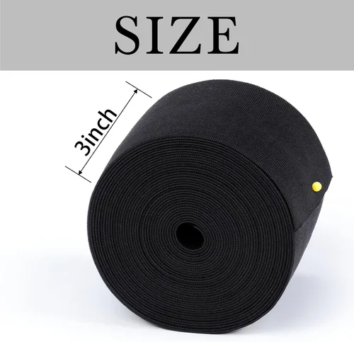 Miniatura 3 de XKDOUS Banda elástica para costura, bandas elásticas de punto negro de 3 pulgadas y 6 yardas para coser cintura y pantalones de cintura, alta