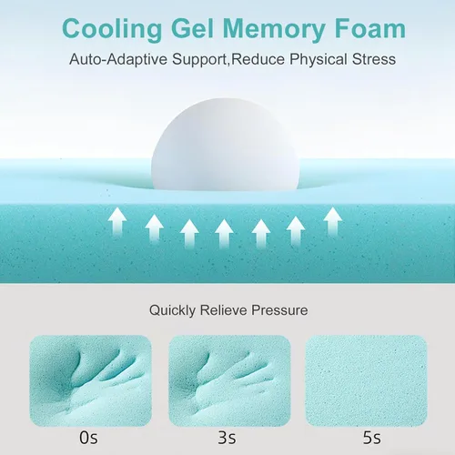 Miniatura 3 de EDILLY Cubrecolchón de espuma viscoelástica de gel refrescante de 3 pulgadas, tamaño individual, con funda de bambú extraíble y lavable, protector
