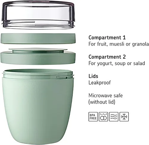 Miniatura 3 de Mepal Tarro de avena durante la noche – Mini – Práctica taza de yogur y taza de muesli – Compartimentos separados para yogur y muesli – Apto