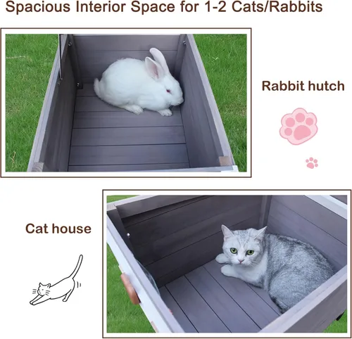 Miniatura 3 de Rockever Casa para gatos al aire libre, casa aislada para gatos al aire libre con forro cálido para invierno, jaula de conejo, refugio exterior