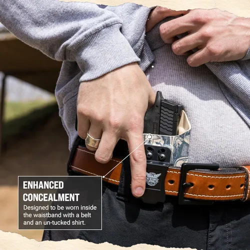 Miniatura 8 de We The People Holsters - Bandera de Gadsden - Transporte oculto en la cintura interior - Funda Kydex IWB - Conducción/inclinación/retención ajustable
