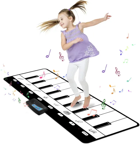 M SANMERSEN Alfombra de Piano, Alfombra Musical para Niños Alfombra de Teclado de Piano de Piso con 8 Instrumentos Sonidos Música Baile Alfombra de