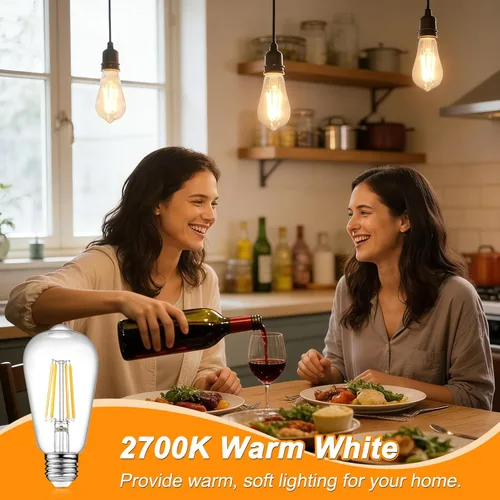 Miniatura 4 de Ascher – Bombillas LED Edison vintage, 6 W, equivalentes a 60 W de bombillas incandescentes, no regulables, luz blanca cálida 2700K, bombillas