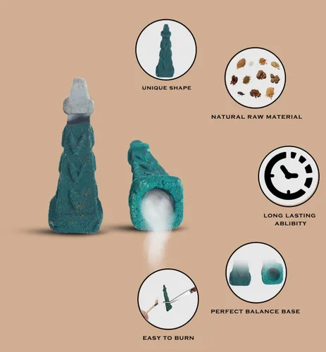 Miniatura 4 de Conos de cascada de incienso natural de flujo de retorno, forma única para incienso de reflujo, para oración, meditación, relajación (25 piezas)