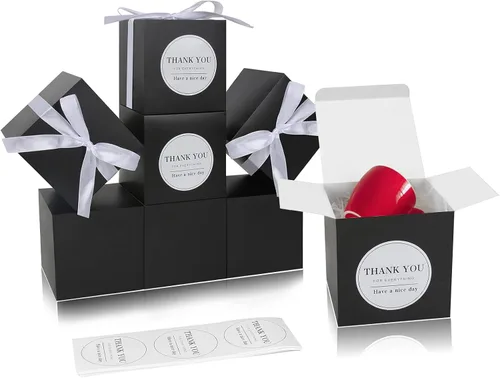 Miniatura 12 de COTOPHER 100 cajas de regalo pequeñas, cajas de regalo de 2 x 2 x 2 pulgadas, cajas de regalo de papel con cintas, caja de dulces para recuerdos