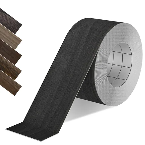 Miniatura 13 de Bandas de borde de PVC negro, rollo de 1 1/2 "x 10 pies - Borde flexible pre-pegado