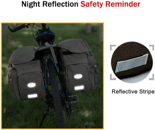 Miniatura 4 de Dreamoon Alforjas de Bicicleta de 50L, Bolsa Impermeable para Desplazamientos en Bicicleta con Alforjas y Cubierta para Lluvia, Bolsa Portaequipajes