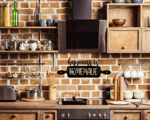 Miniatura 5 de COLOR VALLEY ART Letrero de metal para decoración de pared de cocina de granja, estilo "Happiness Is Homemade", acento rústico de pared de cocina