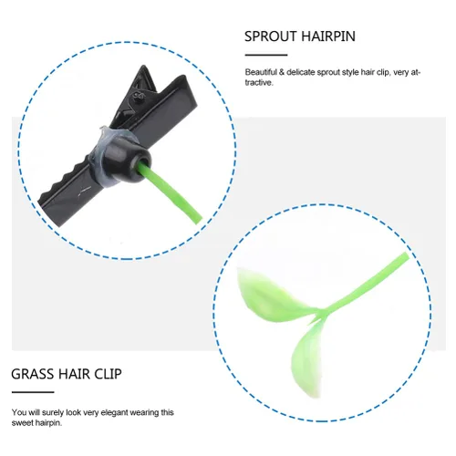 Miniatura 7 de Yardwe 50 pinzas para el cabello de brotes de frijoles, pinzas para el cabello de plantas verdes, horquilla de guisante, pasador, pasador, lindos