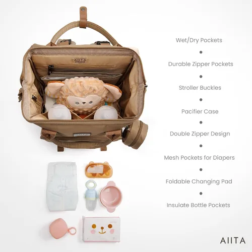 Miniatura 4 de Mochila para Pañales, Bolsa de Pañales Multifunción con Estación de Cambio, Elegantes Bolsas para Bebé, Mochila de Pañales Unisex Grande para Mamá