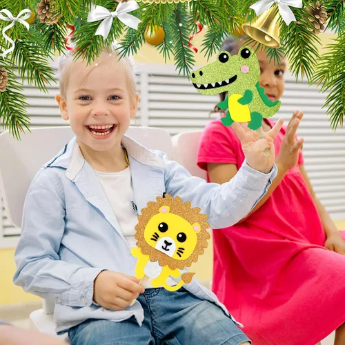 Miniatura 7 de VKPI Kit de manualidades para hacer 6 marionetas de palitos, manualidades de arte de espuma para regalo, juguetes para contar cuentos para niños
