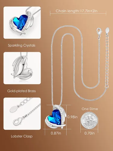 Miniatura 4 de CDE Love Heart Pendant Necklaces for Women Silver Tone Rose Gold Tone Crystals Birthstone Christmas Jewelry Gifts for Women Mother's Day