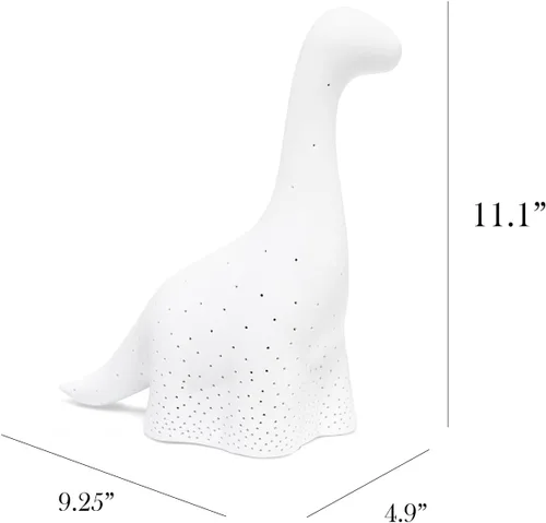 Miniatura 3 de Simple Designs LT2093-WHT Lámpara de mesa de dinosaurio brontosaurio de porcelana, color blanco