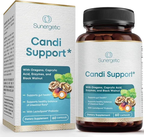 Suplemento prémium de limpieza Candida - Suplemento de apoyo Candida con orégano, ácido caprílico, nogal negro y probióticos - Apoya la salud