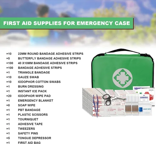 Miniatura 2 de Kit de primeros auxilios para casa y negocios - Kit de emergencia para camping y automóvil - 300 piezas de suministros de repuesto esenciales