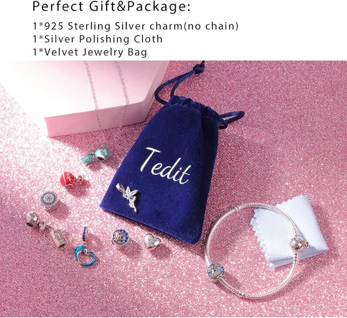 Miniatura 6 de Tedit Dijes de piedra natal de plata de ley 925, cuentas caladas con corazón de amor para pulseras y collares con circonita cúbica 5A, regalo