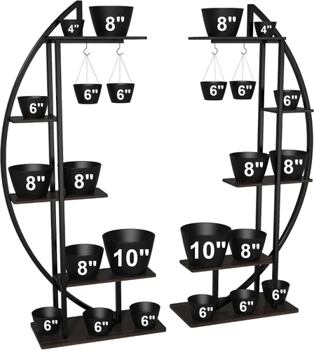 Miniatura 2 de GDLF Soporte alto para plantas, estante grande para plantas de interior, 71 pulgadas, estante de metal con gancho para colgar, diseño más alto