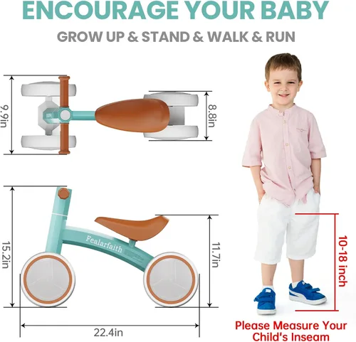 Miniatura 2 de Bicicleta de equilibrio para bebés de 1 año, niños y niñas, primera bicicleta para niños con 4 ruedas de iluminación colorida Bicicleta