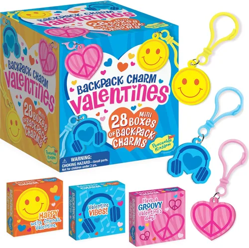 Miniatura 14 de Peaceable Kingdom Caja de San Valentín para niños, kit de caja del día de San Valentín para tarjetas de San Valentín para el aula de niños, dijes