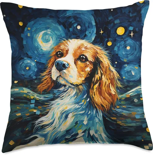 Miniatura 5 de Spaniel Puppy Dogs Starry Night Cocker Spaniel o Cavalier King Charles - Almohada de 16 x 16 pulgadas, multicolor